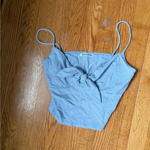 Reformation Blue Fitted Tie Front Camisole